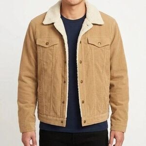 Vintage Marvin Richards Men's Tan Corduroy Sherpa Western Style Jacket Size L